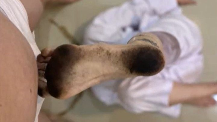 Mistress Atenas - TKD Kicks & Reverse Footjob Dirty Feet!!