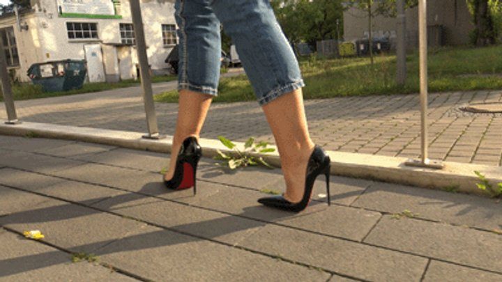 Boots - High Heels - Feet&legs - Neele - Shoeplay Black Louboutin Sokate And Jeans - Part1 - mp4 1920x1080