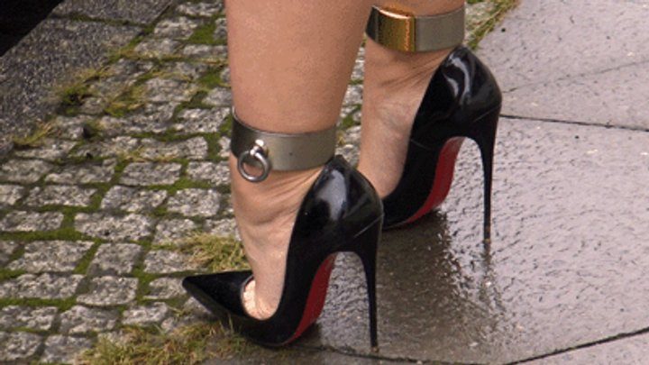 Bound And Milked - Neele - Shoeplay Black Louboutin Sokate Jeans Oiled Feet And Shackles - MP4 1920x1080