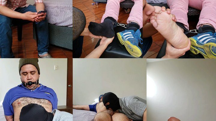 Macho Feet - Richard in troubles: Tied Up, Footworshiped, Blowjob-Swallowed and Gets Cum on His Huge Feet
