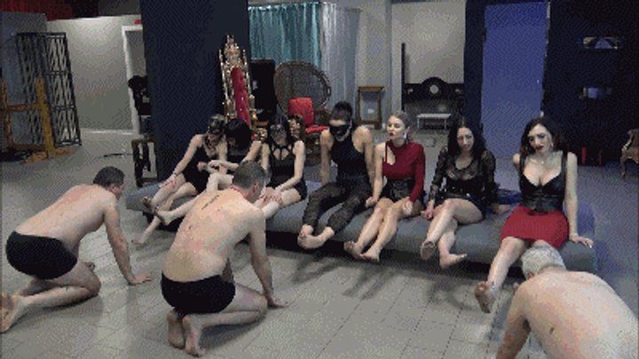 Divine Goddess Gabriella - 7 MISTRESSES FEMDOM PARTY - EXTREME Dirty feet licking (EPIC CLIP!)