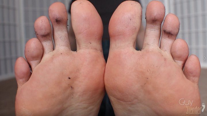 Guy Slender Feet Mouth And More - Work Shoes Black Sock Lint Soles