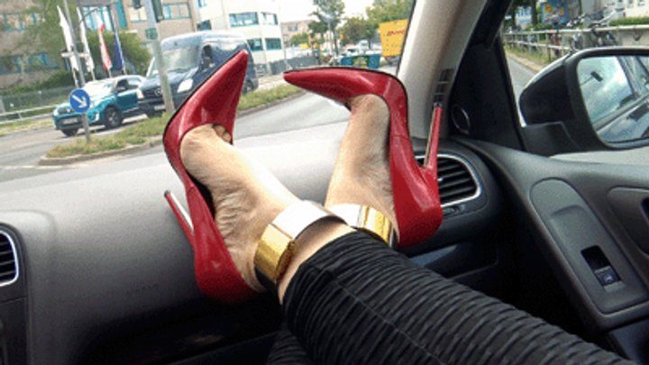 Boots - High Heels - Feet&legs - Neele - Black Butt Leggings And Red Patent 6Inch - mp4 1920x1080