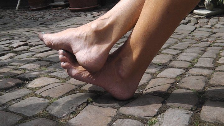 Enjoy My Body - Crossed ankles in the courtyard