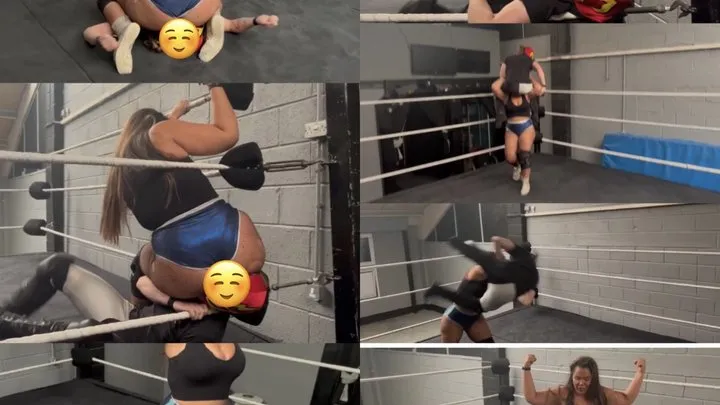 Nadia Sapphire - facesitting, stinkface, muscle flexing and power moves mixed wrestling