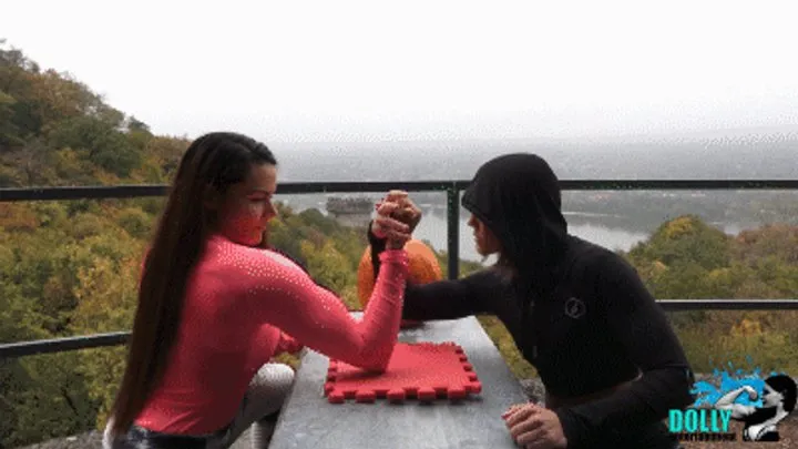 Dolly Movies - Halloween armwrestling match between 2 strong girls