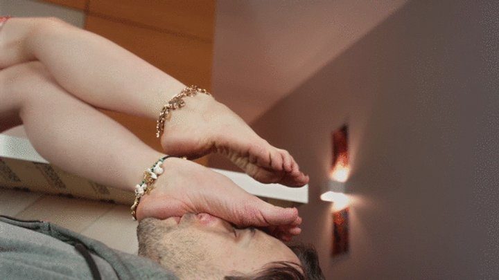 Dominant Femine - 2 Clips - Lisa From Ukraine On Table Top Face Under Her Dirty Bare Feet - MIX - HD 1920x1080