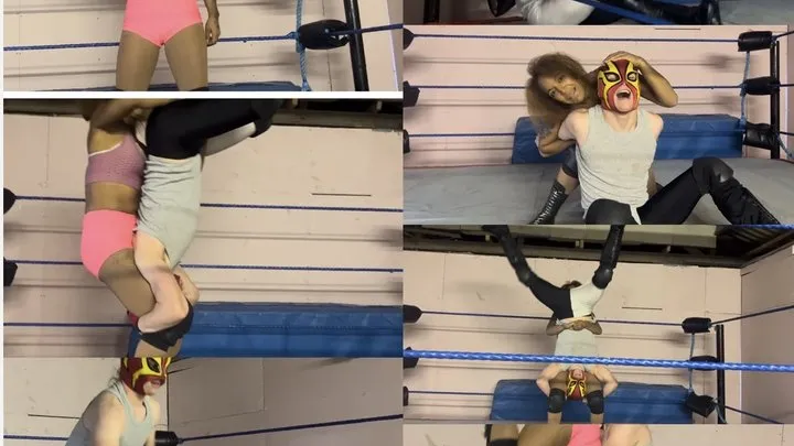 Nadia Sapphire - female dominates male jobber with piledrivers, submissions & bronco busters