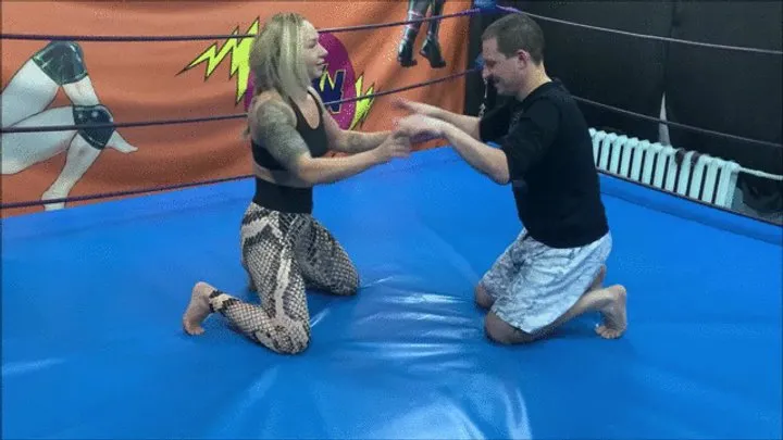 The Russian Amazons - Strong blonde fitness babe vs guy