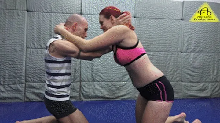 Antschas Wrestling And Fetish Store - Julie vs Michael mixed wrestling match