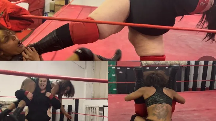 Nadia Sapphire - Strong style female wrestling (strikes, submissions, slams & leg drops)
