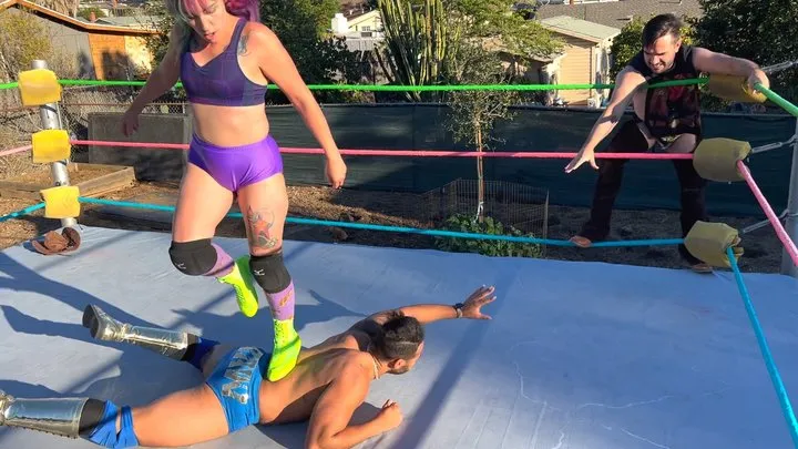 Butt Wrestling Inc - Morrigan Destroys Male Tag Team