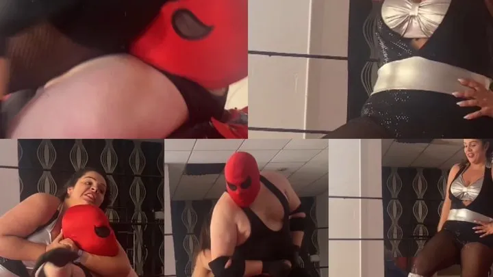 Nadia Sapphire - mixed wrestling male jobber takes multiple STINKFACES, VICTORY POSES, KICKS & FOOT ON CHEST PINS