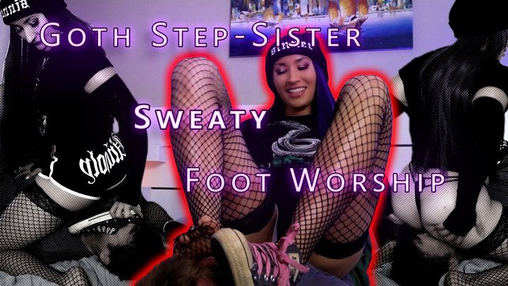 Fun Aussie Couple - Goth Step-Sister Sweaty Foot Worship