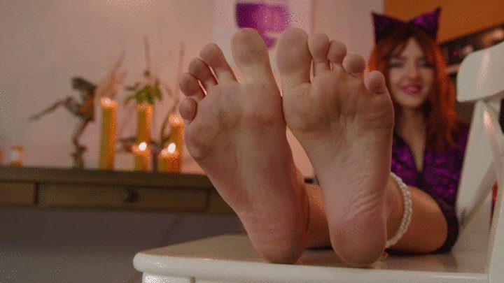 Dominant Femine - Adore Dirty Feet Of Stella In Violet Catsuit - HD 1920x1080