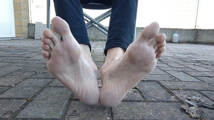 Salvatrix Crucifix - Showing my feet and soles outdoors