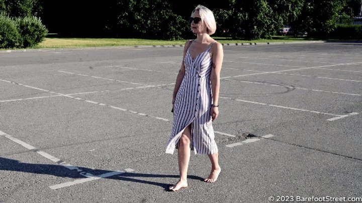 Barefoot Street - Beautiful blonde Anastasia walks barefoot in the hot summer city (Part 1 of 3) #20230225
