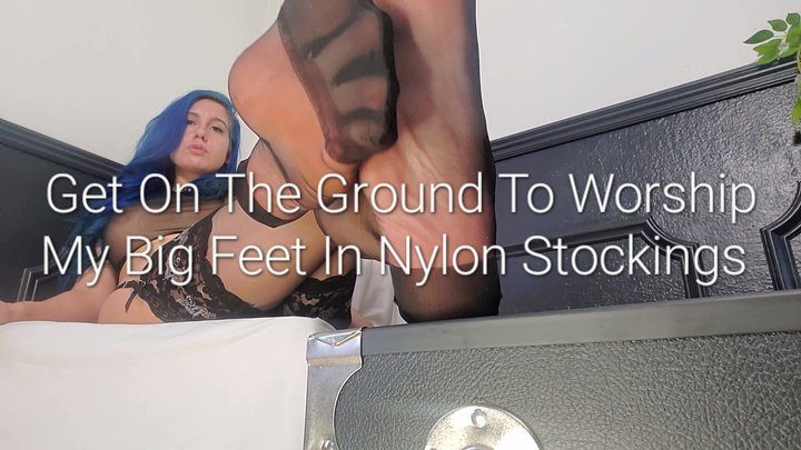 Freya Reign - On The Ground To Worship My Feet In Nylons: POV Worship Of My Big Feet In Stockings