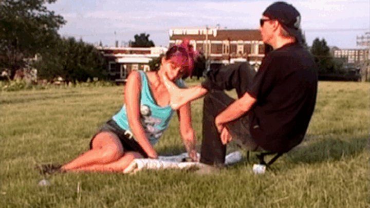 Toe Story - Foot humiliation in public park