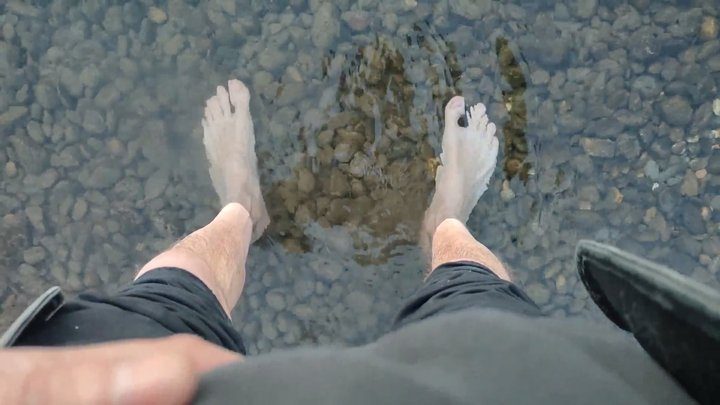 Salvatrix Crucifix - Tired and sweaty feet in the river waters