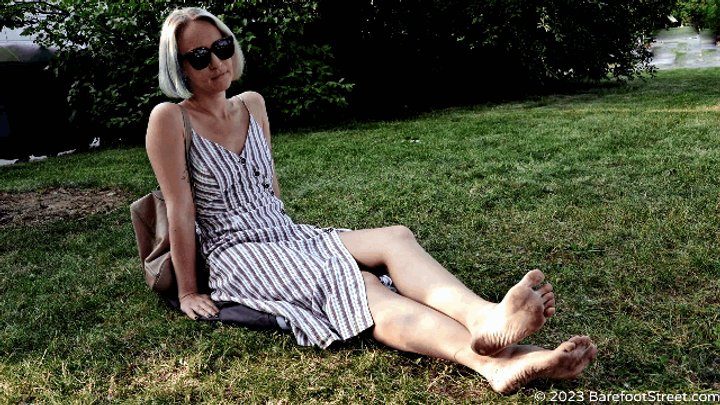 Barefoot Street - Beautiful blonde Anastasia walks barefoot in the hot summer city (Part 3 of 3) #20230225