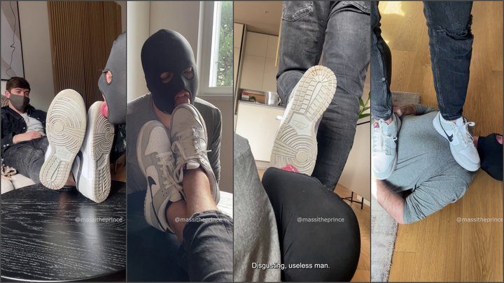 Massitheprince - Cleaning my Nike on the slave's tongue