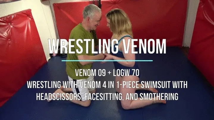Lucky Old Guy Wrestling - Venom 09 - Wrestling With Venom 4 in 1-piece swimsuit with Headscissors, Facesitting, and Smothering