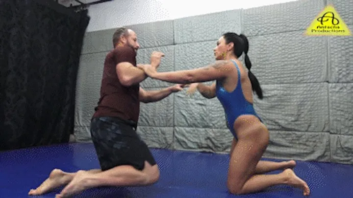 Antschas Wrestling And Fetish Store - Marina Redstar vs Thomas competitive mixed wrestling