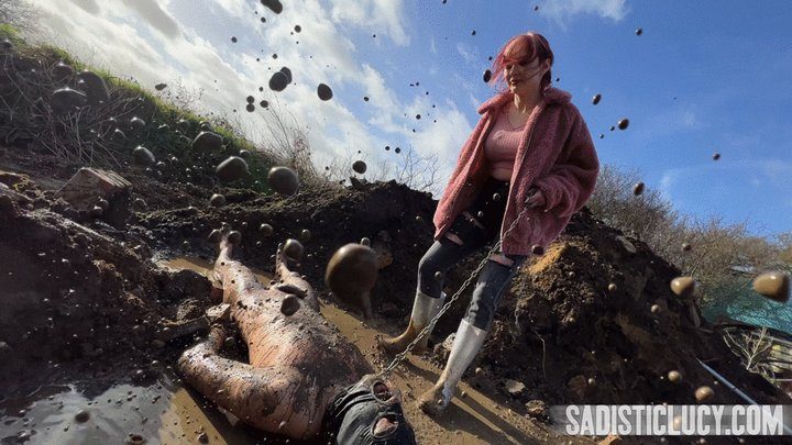 Sadistic Lucy - A filthy slave in a muddy puddle - Miss Eva Ray - MP4 SD