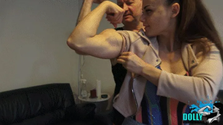 Dolly Movies - Dolly vs Chris armwrestling an muscle comparing