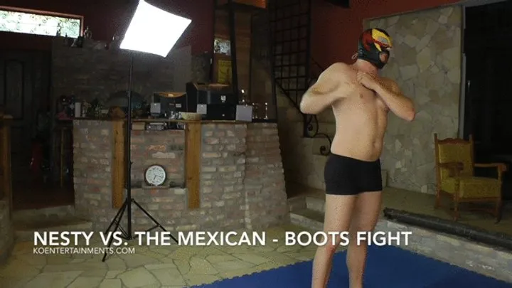 European Fight Club Mixed Wrestling - Nesty vs The Mexican - Maledom Nude Erotic in Boots