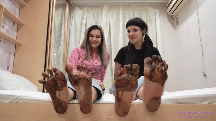 Licking Girls Feet - NICOLE and KARINA - Lick and swallow all the mess from our feet! (4K)
