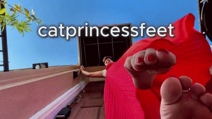 Catprincessfeet - 'Under my dirty feet' Giantess upskirt view, long legs, sexy smoking milf foot show