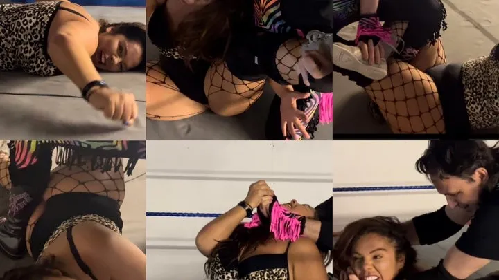 Nadia Sapphire - bbw female gets dominated by male wrestler