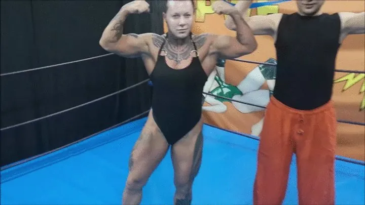 The Russian Amazons - Belorussian fem bodybuilder dominates a red haired guy