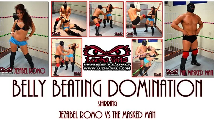 Lucha Girls ~ Female Pro Wrestling - 1335-Belly Beating Domination! - Mixed Maledom Wrestling