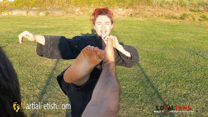 Martial Fetish - Alexis Luna black gi outdoor POV kicks, ballbusting and foot domination
