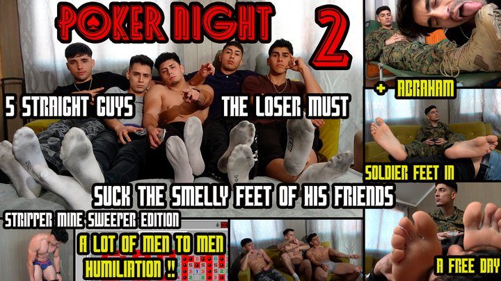 Str8crushfeet - Poker Night 2 - The loser must lick the smelly feet of his friends, This time they even trample the loser