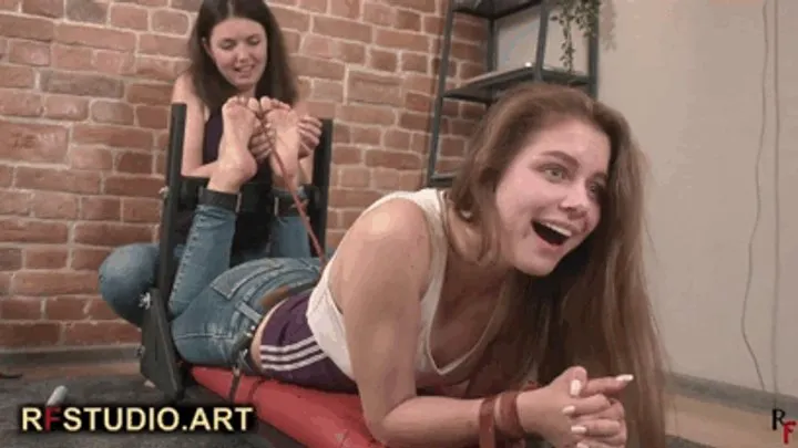 Rf Studio Production - Dana tickles barefoot Leya on a special tickling device (FULL HD MP4)