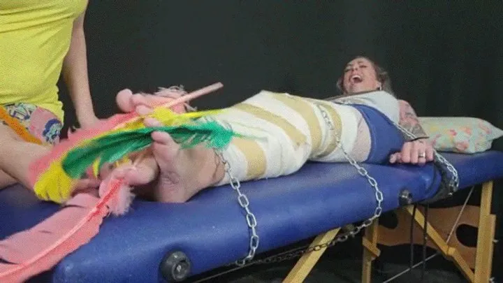 Brazilian Tickling Site - Julia Again - JULIA TICKLED ON THE TABLE - FULL HD