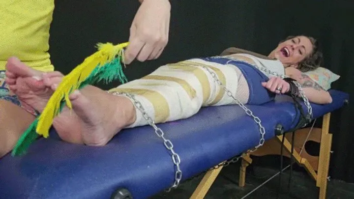 Brazilian Tickling Site - Julia Again - JULIA TICKLED ON THE TABLE - HD
