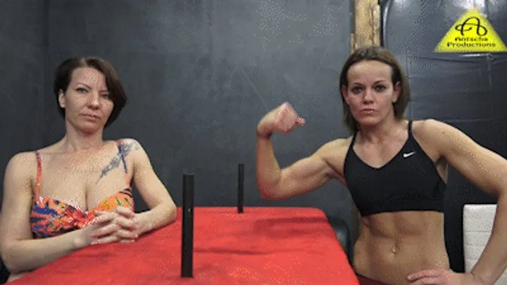 Antschas Wrestling And Fetish Store - Armwrestling Kim vs Zsuzsa
