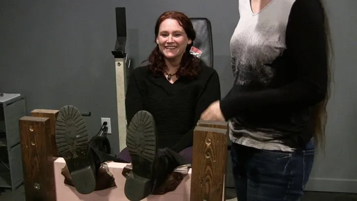 Tickled Pink - Amanda wanted Roses feet in the stocks Pt 1