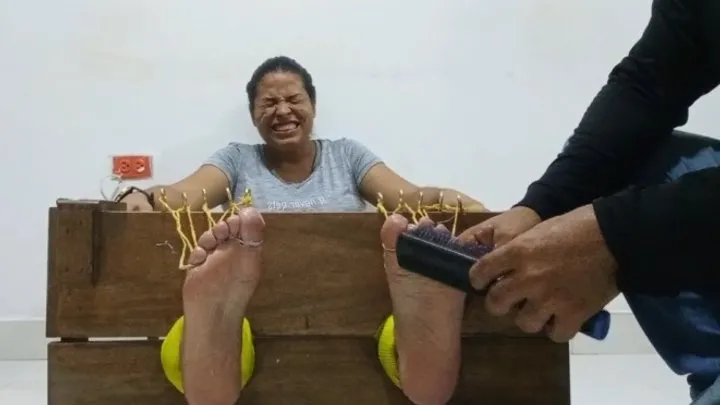 Tickling Touch - Ceci tickling in the stocks