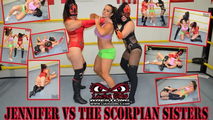 Lucha Girls ~ Female Pro Wrestling - 1325-Jennifer Thomas vs the Scorpion Sisters - 2 on 1 Female Wrestling