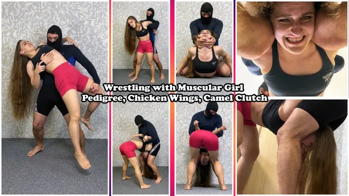 Vallstudio - Wrestling with Muscular Girl Pedigree, Chicken Wings, Camel Clutch - Girl Fight - Short Shorts - Muscle Calves - Ass Worship - Helpless - Male Domination - Foot Worship - Strong Girl - Muscle Fetish - Biceps - Wrestling Grip - Stretch - Wrestling Girl