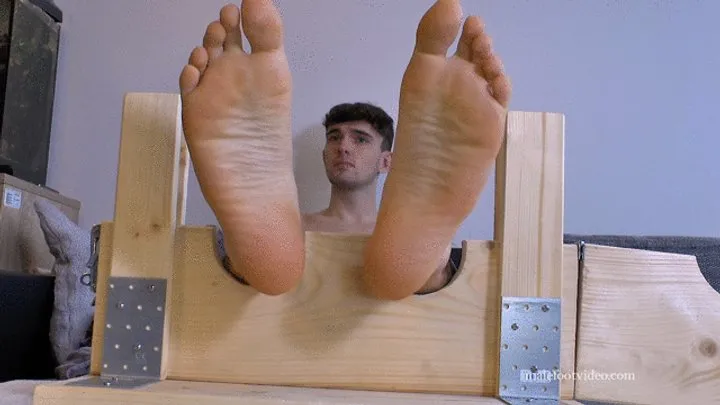 Male Foot Video - Handsome Twink Vasil Getting His Feet Tickled In Stocks (MP4)