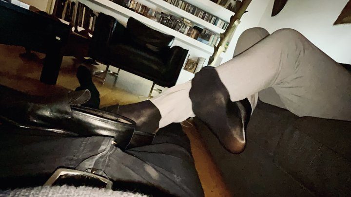 Gay Male Soxjob Heaven - SHINY BLACK SHEERS