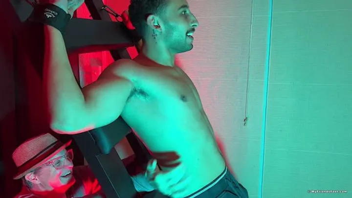 Male 4 Male Tickling  Foot Worship - Super Ticklish Luca on the Tickling Rack