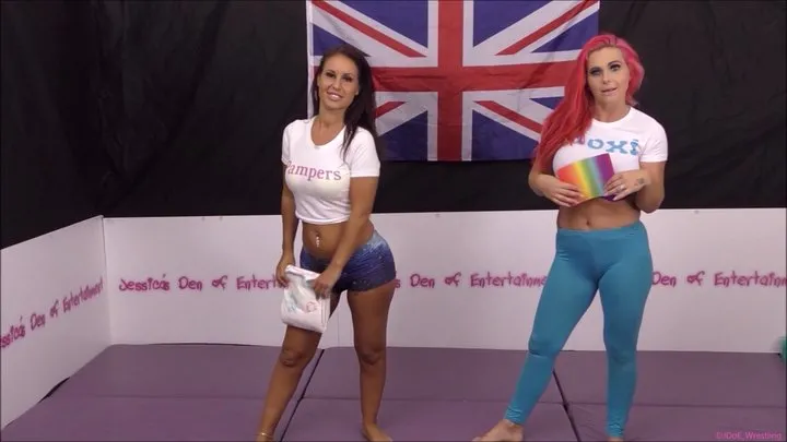 Jdoe Strip-wrestling Federation - Bra and Panties Match (Strip-Wrestling Match) w, Loser gets strapped in a nappy (diaper)!! ~ Roxi Keogh vs Jess West | (January 2024)